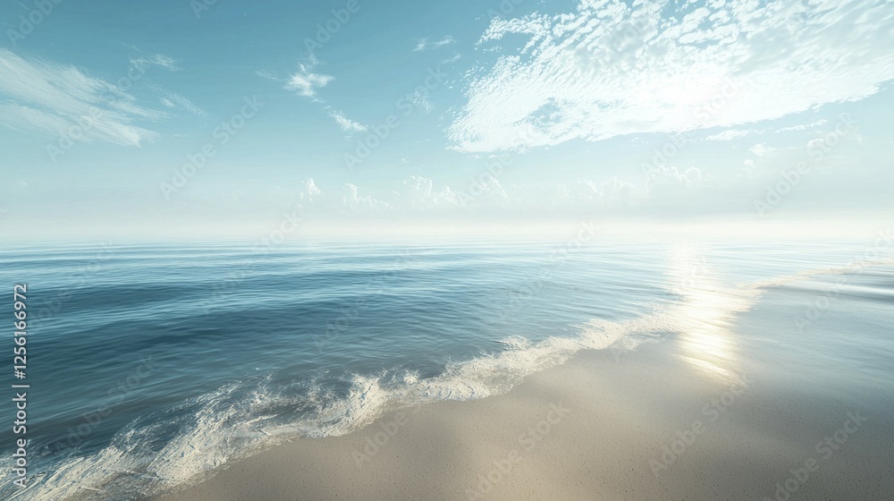 Serene Ocean View with Gentle Waves and Clear Sky at Sunrise Serene Ocean View with Gentle Waves and Clear Sky at Sunrise