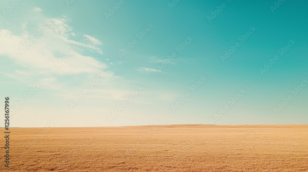Naklejka premium Serenity of Open Fields Under a Bright Blue Sky