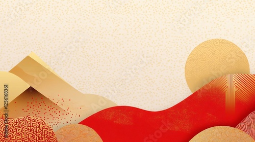 Wallpaper Mural Abstract landscape in warm hues of red and gold, creating a serene and elegant atmosphere. Torontodigital.ca