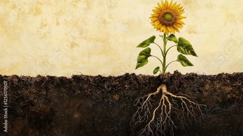 Fototapeta Naklejka Na Ścianę i Meble -  Morning Dew on Young Sunflower Leaves