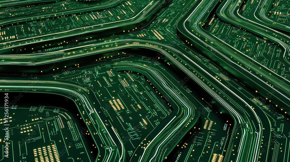 Fototapeta premium A network of roads and highways forming a circuit board pattern, symbolizing the infrastructure of internet connectivity.