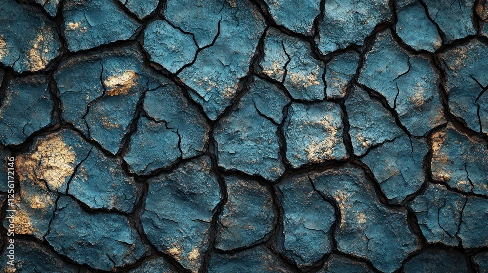 Abstract cracked earth texture in teal and gold tones. Abstract cracked earth texture in teal and gold tones.