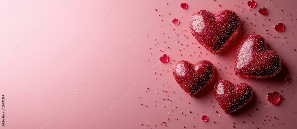 Red hearts decoration with place for text, love romantic composition for wedding, anniversary, romantic celebration. Love hearts. Red hearts decoration with place for text, love romantic composition for wedding, anniversary, romantic celebration. Love hearts.