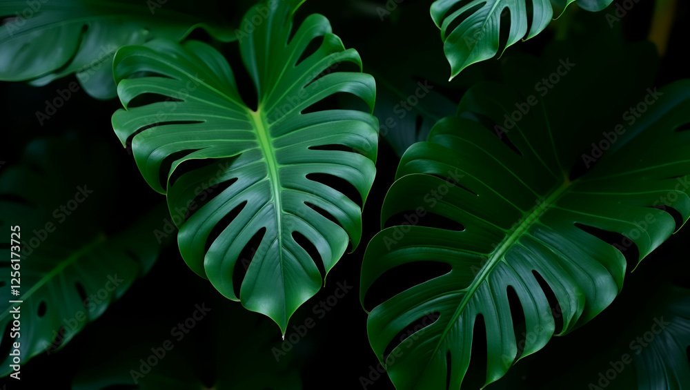 Fototapeta premium Close-Up of Monstera Plant Leaves