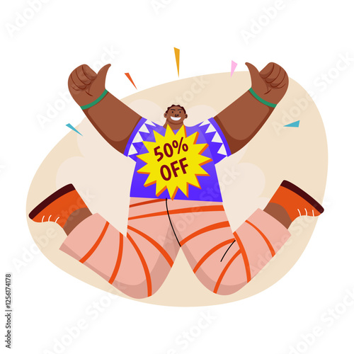 Happy buyer illustration in flat style 