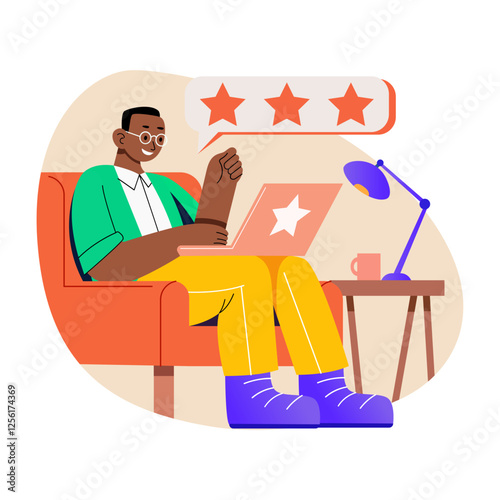 A character giving feedback, flat style illustration 