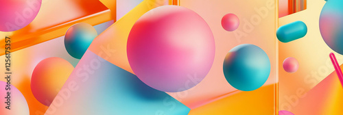 Wallpaper Mural Overlapping transparent shapes and gradients creating depth in bright background design Torontodigital.ca