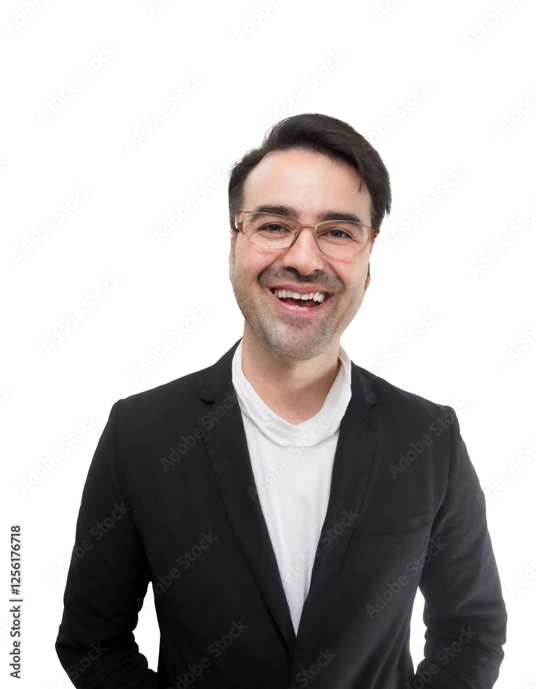 Portrait of only one Man. White Background. Portrait of only one Man. White Background.