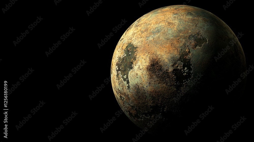 Realistic Depiction of a Distant Planet in Dark Space Background Realistic Depiction of a Distant Planet in Dark Space Background