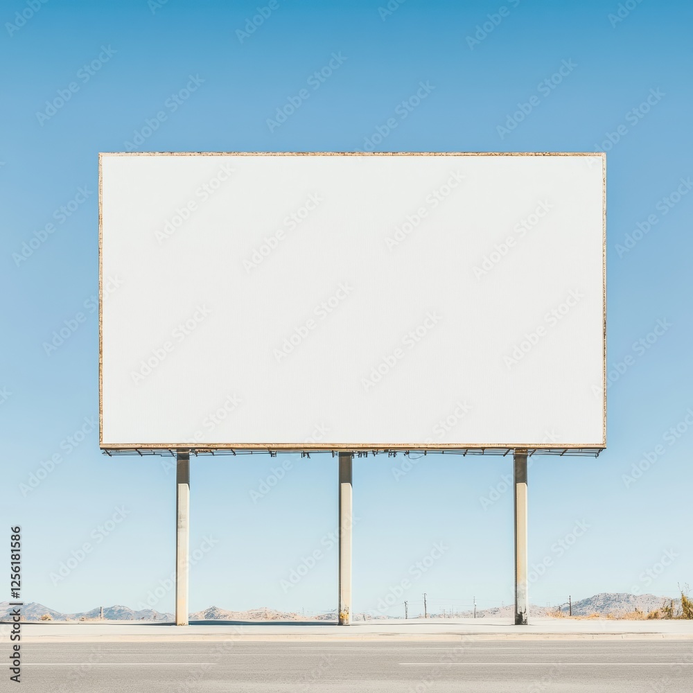 Obraz premium Empty Billboard Against Clear Sky in Desert Landscape