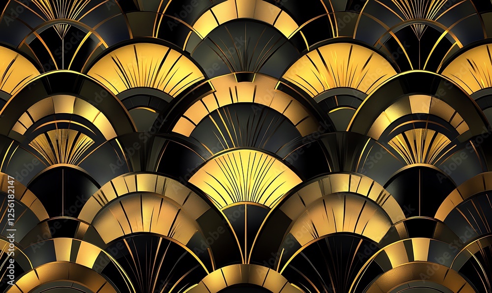 Elegant art deco gold and black geometric pattern. Elegant art deco gold and black geometric pattern.