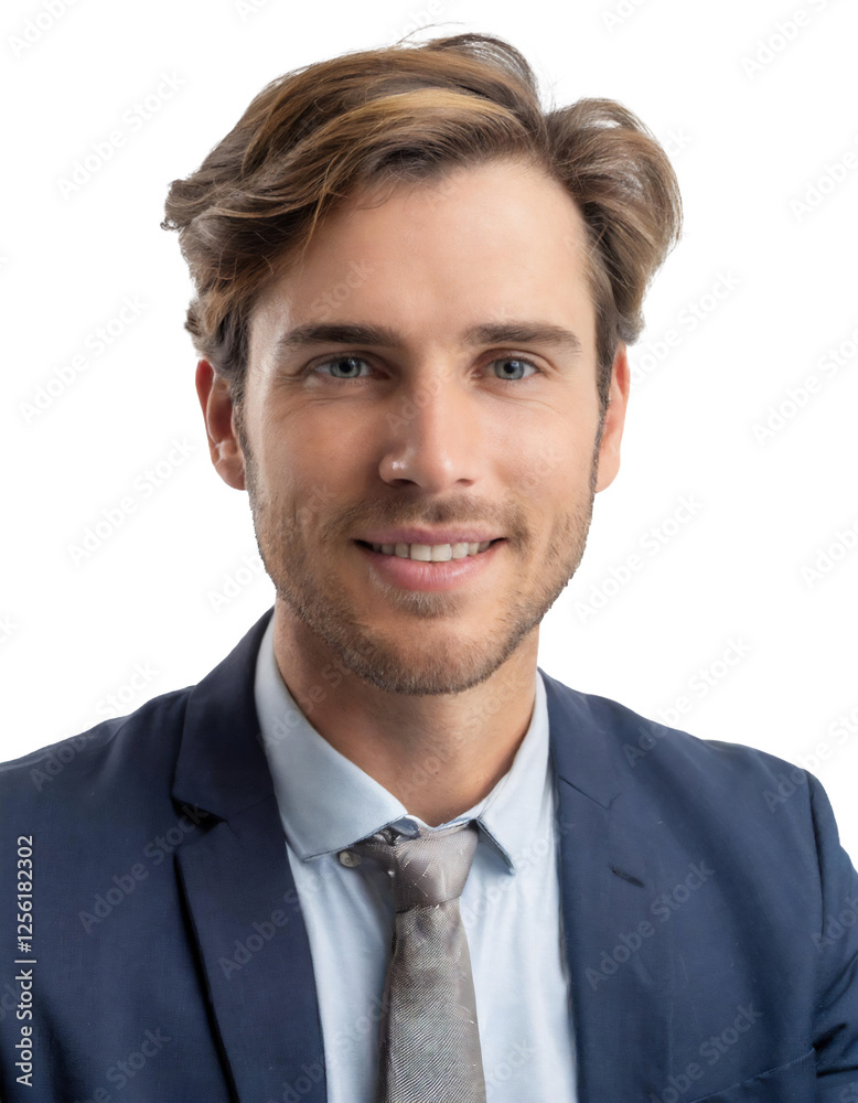 Portrait of only one Man. White Background. Portrait of only one Man. White Background.