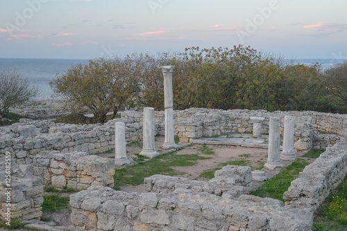 Ruins of the ancient and medieval city of Tauride Chersonesos. Russia, Republic of Crimea, city of Sevastopol. photo