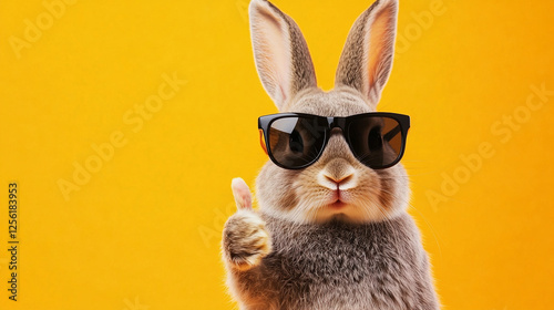 easter bunny on yellow background 
