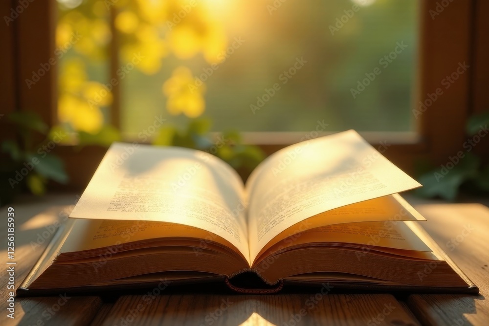 Illuminated Pages A Book Open to the Warmth of a Sunlit Window Illuminated Pages A Book Open to the Warmth of a Sunlit Window