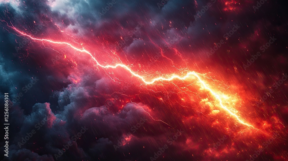 Naklejka premium A lightning bolt image with a red line striking through it