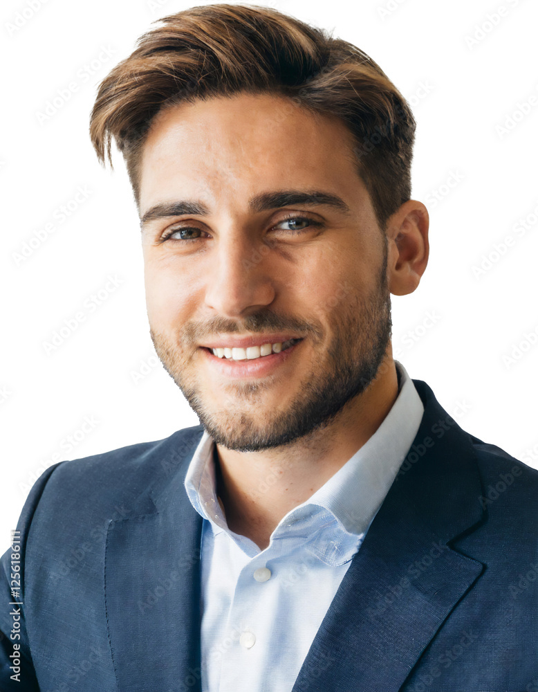 Portrait of only one Man. White Background. Portrait of only one Man. White Background.