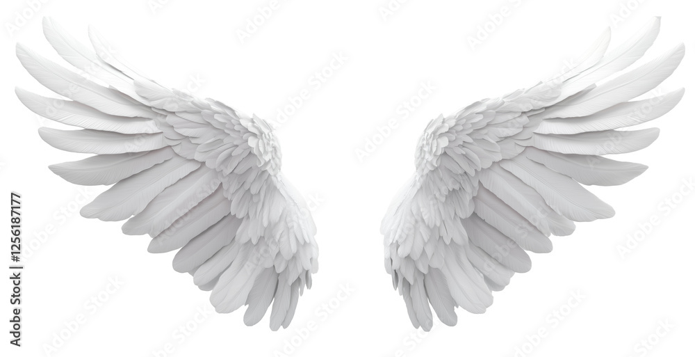Obraz premium white angel wing isolated on transparent background.