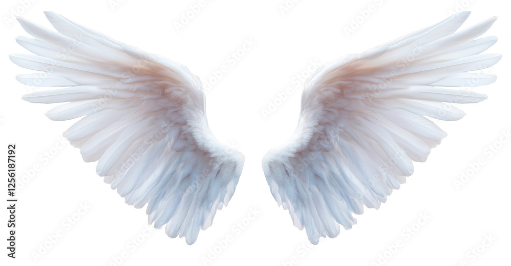 Obraz premium white angel wing isolated on transparent background.
