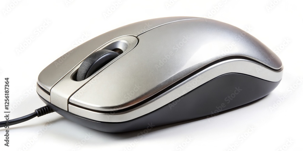 Silver Computer Mouse on White Background Silver Computer Mouse on White Background