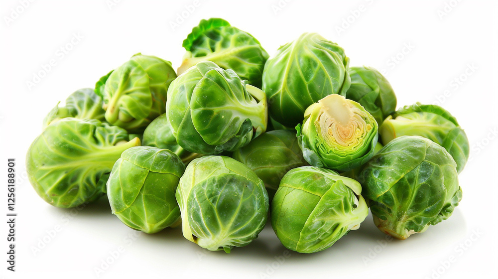 Brussels Sprouts on an isolated white background, object focused, png, stock image, hd quality, Brussels Sprouts on an isolated white background, object focused, png, stock image, hd quality,