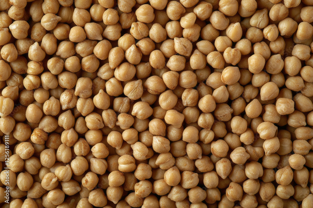 Roasted chickpeas arranged in a colorful display with visible spices and textures Roasted chickpeas arranged in a colorful display with visible spices and textures