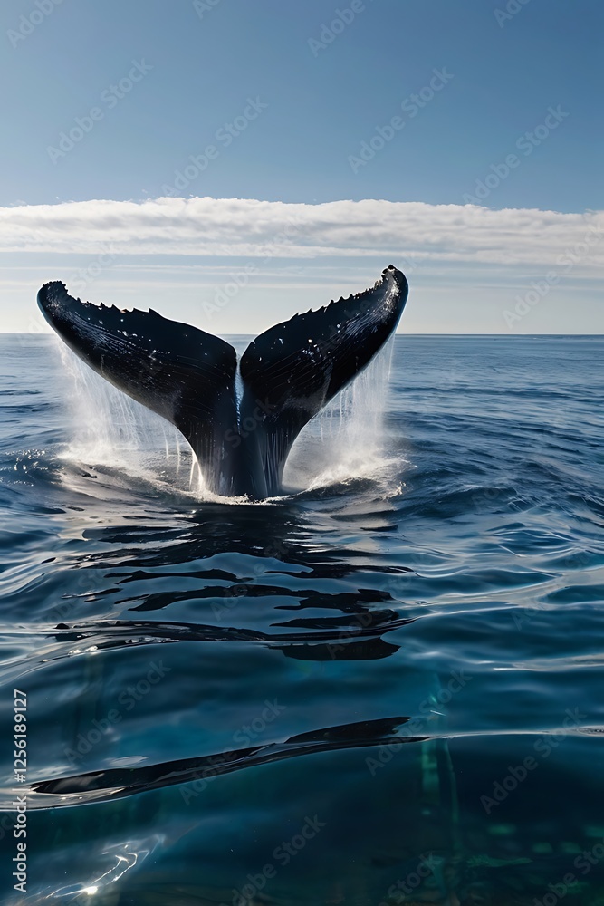 Fototapeta premium The big whale glided