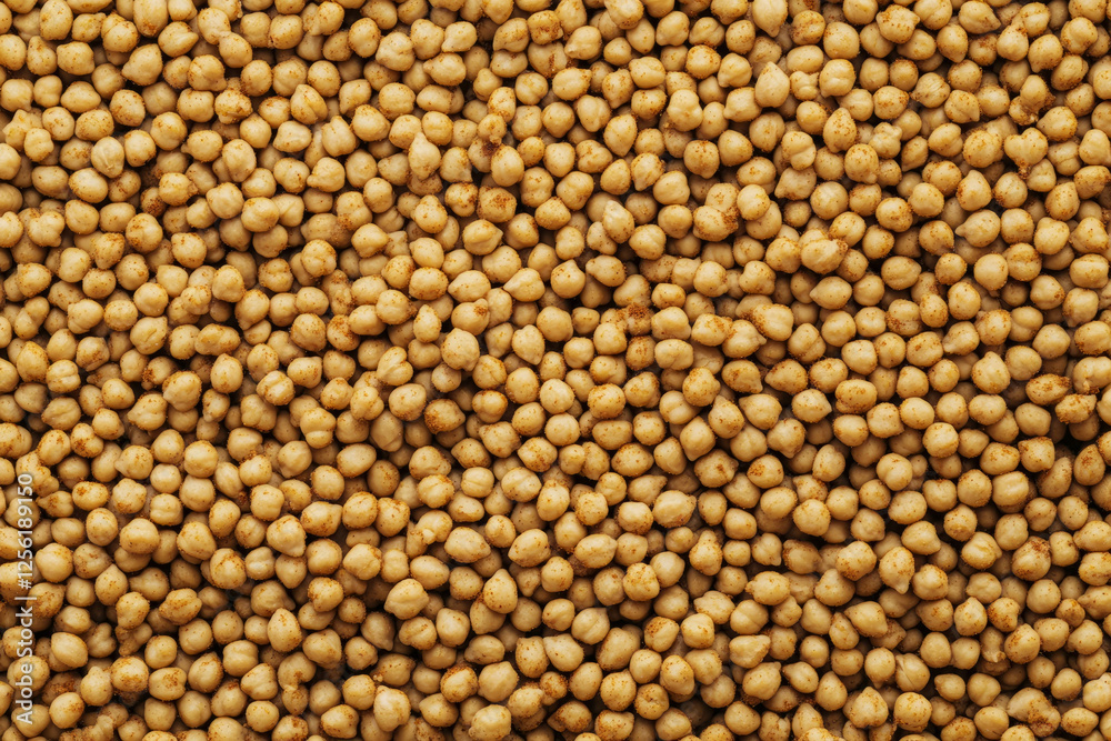 Roasted chickpeas arranged in a vibrant pile with spices on a bright background Roasted chickpeas arranged in a vibrant pile with spices on a bright background