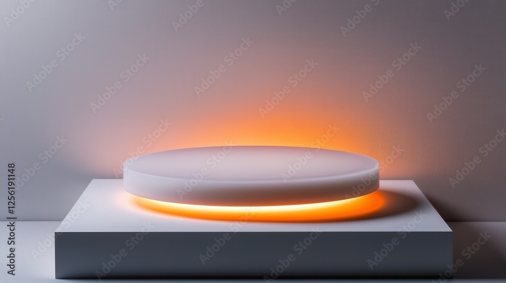 Fototapeta premium A white cube with a round shape and a light on top