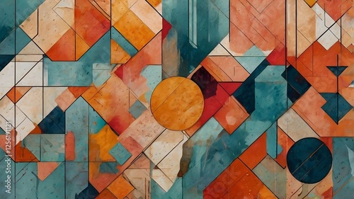 Personalized AI-created abstract art wallpaper with vibrant colors, geometric patterns, and custom elements like initials or favorite themes for modern interiors.

