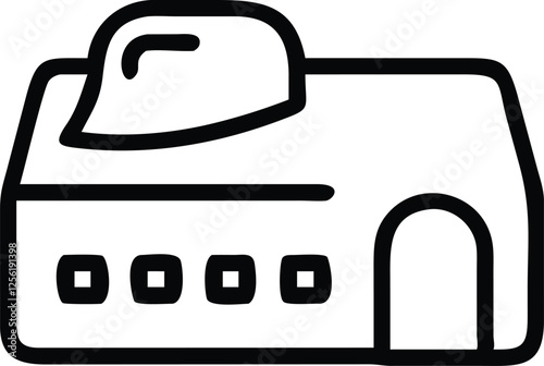 Silhouette vector illustration of a budget motel icon on a black and white background