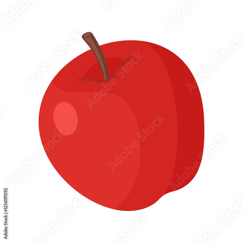 Red apple, juicy fruit Hand drawn trendy flat style isolated icon. Vector illustration photo