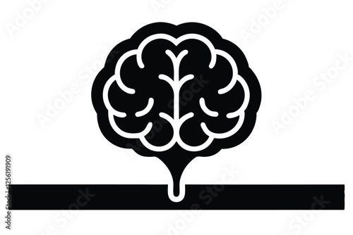Silhouette vector illustration of a creative brain line icon on a black and white background.