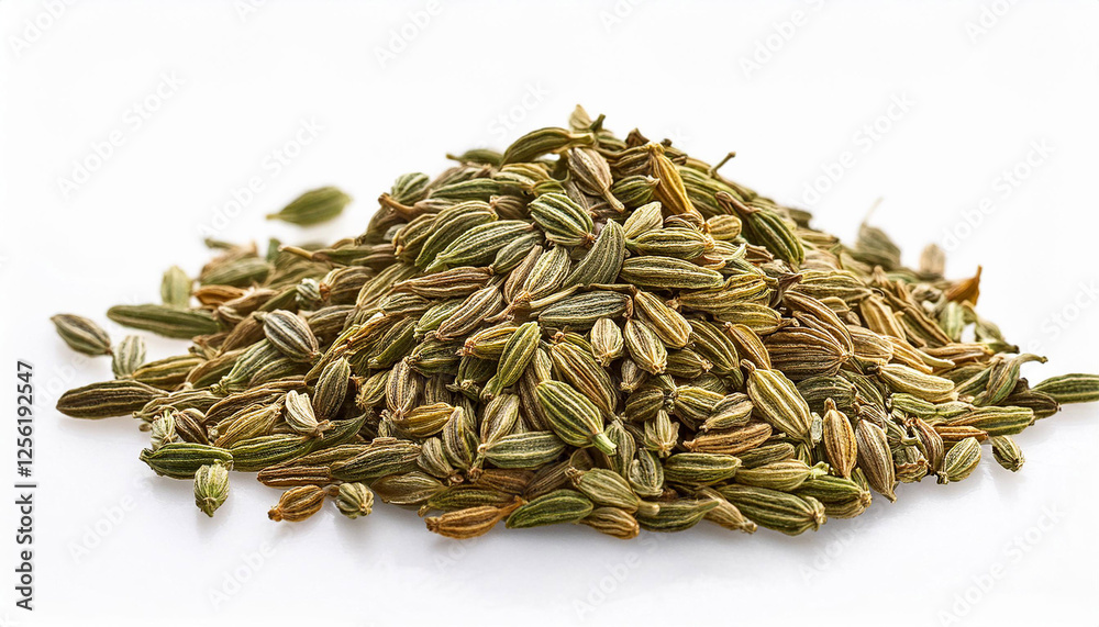 a close up shot of a pile of fennel seeds on a white surface a close up shot of a pile of fennel seeds on a white surface