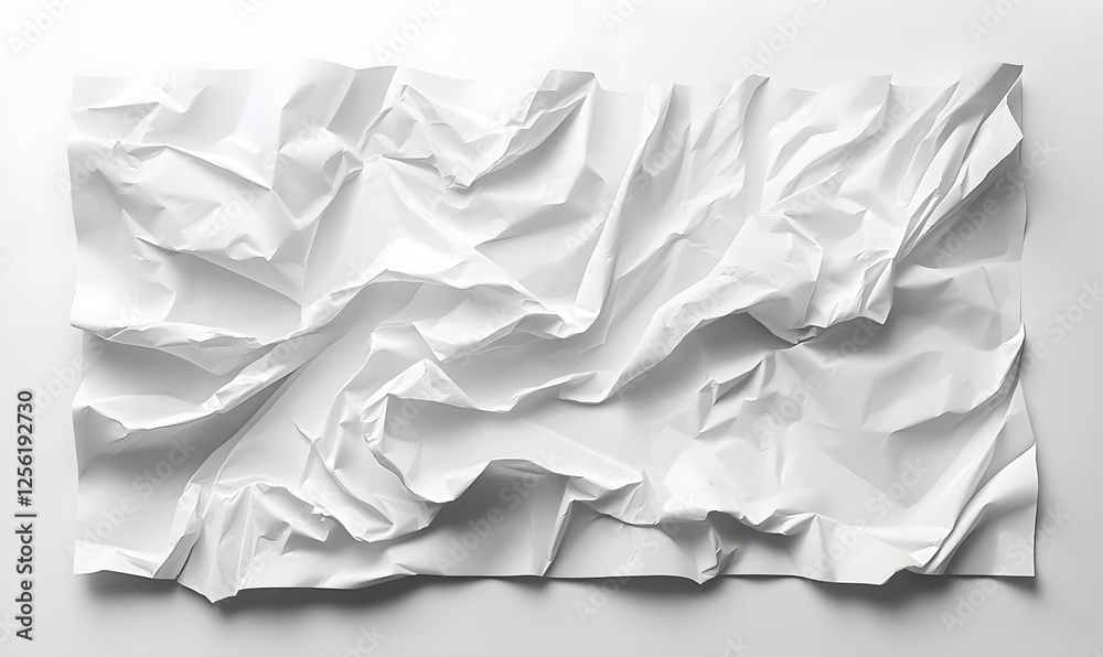 Abstract white crumpled paper texture background with realistic folds and shadows Abstract white crumpled paper texture background with realistic folds and shadows
