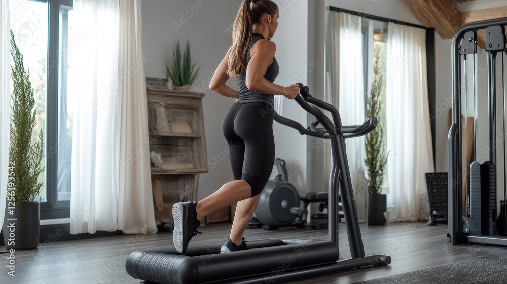 A person is performing a shoulder exercise on a bench with a barbell in a home gym setting. The individual is seated, with arms extended outwards, showcasing muscular definition and strength. A person is performing a shoulder exercise on a bench with a barbell in a home gym setting. The individual is seated, with arms extended outwards, showcasing muscular definition and strength.