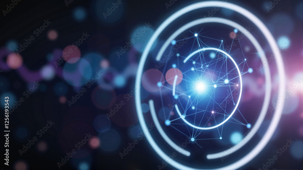 Abstract digital network glowing amidst neon rings, connectivity concept Abstract digital network glowing amidst neon rings, connectivity concept