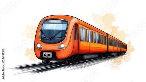 Speedy Orange Commuter Train in Motion