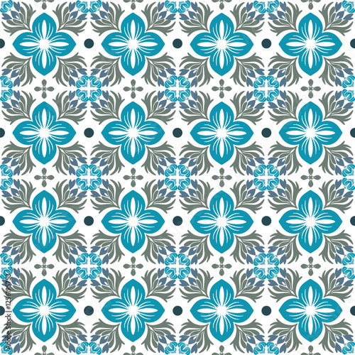 Seamless floral patterns mingle with delicate  vibrant blue flowers