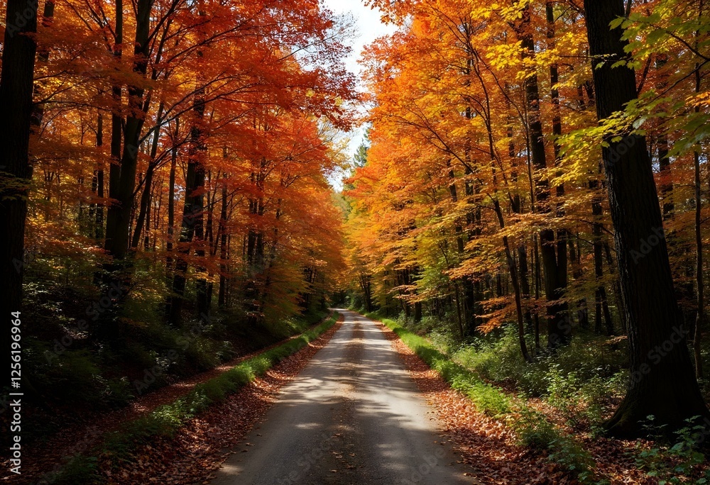 Obraz premium dense forest path at autumn - Generative AI