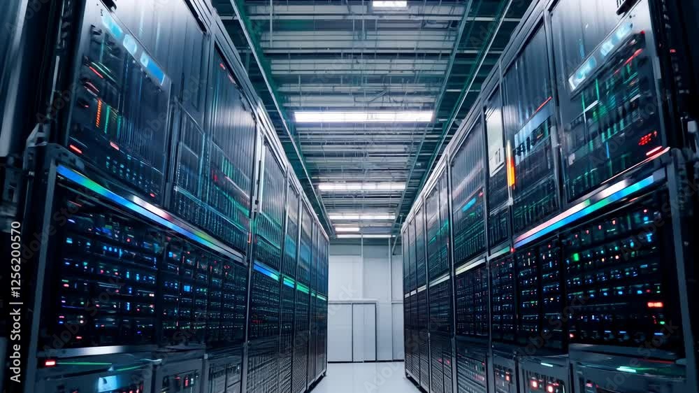 Cloud services concept and server farm supporting cloud applications for enterprise clients.