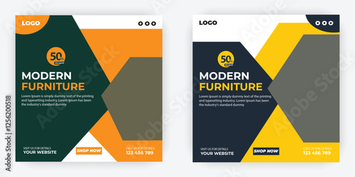 Modern furniture square flyer design
