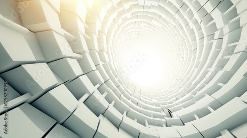 Abstract White Cubic Tunnel Leading to Light