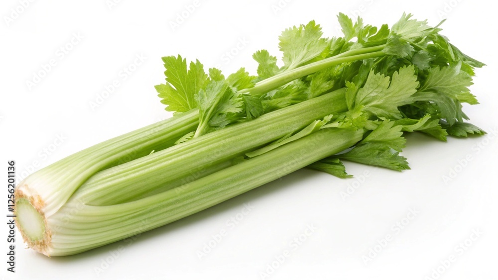 Fresh Celery Isolated on White Background, Closeup Fresh Celery Isolated on White Background, Closeup