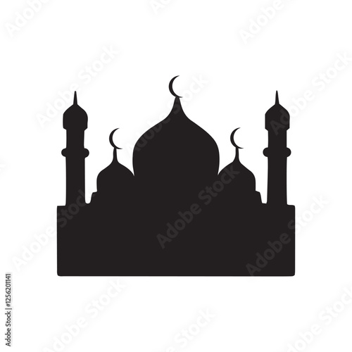 mosque silhouette set vector Ramadhan kareem, Mosque icon, silhouette, outline, vector, illustration, isolated on a white background ,