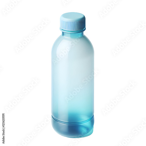 A reusable plastic water bottle with a blue cap, perfect for staying hydrated during exercise and travel. Eco-friendly and practical. isolated on white back