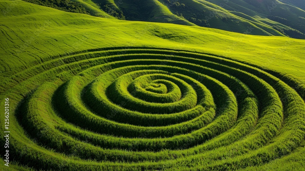 Aerial View of Spiral Rice Terraces Aerial View of Spiral Rice Terraces