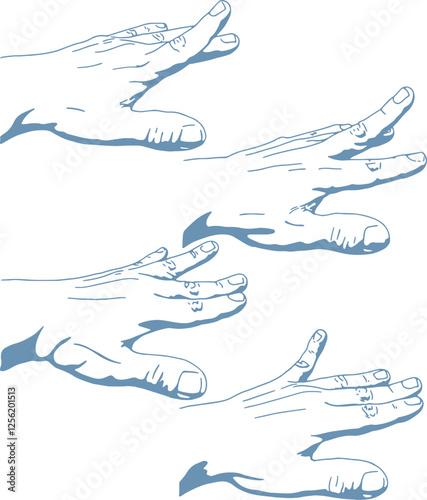Flat design, hand and fingers exercises, medical illustration. Exercises 6