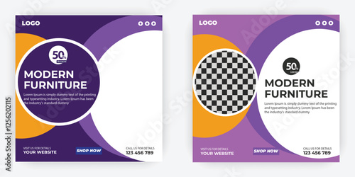 Modern furniture square flyer design
