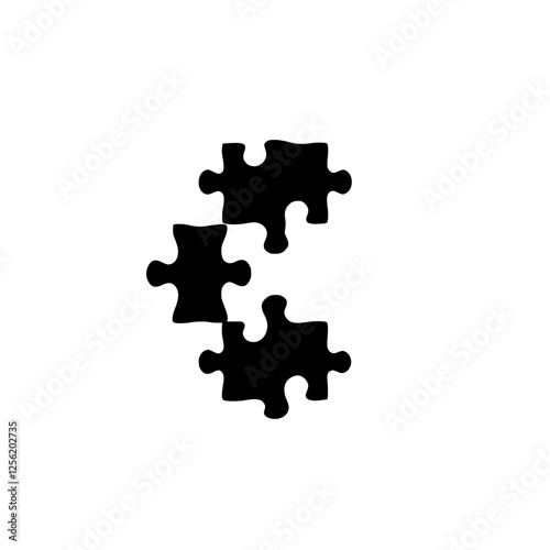 Three black puzzle pieces floating against a white background, suggesting concept of unfinished business.